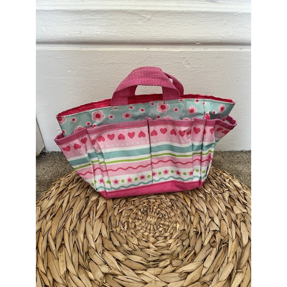 Melissa & Doug Pretty Petals Floral Gardening Tote Pink Blue Expandable Tote Bag